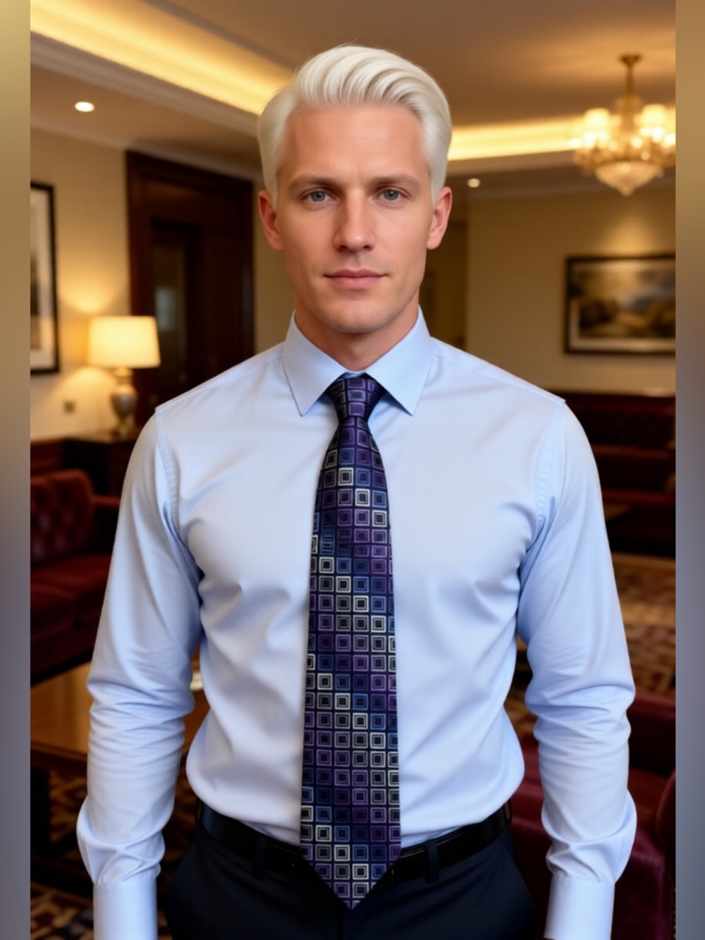 Michael Kors Mens Tie Navy Geometric Print Necktie